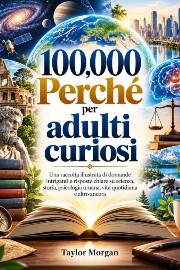 Copertina dell'ebook 100,000 Perché per adulti curiosi: Una raccolta illustrata di domande intriganti e risposte chiare su scienza, storia, psicologia umana, vita quotidiana e altro ancora di Taylor Morgan