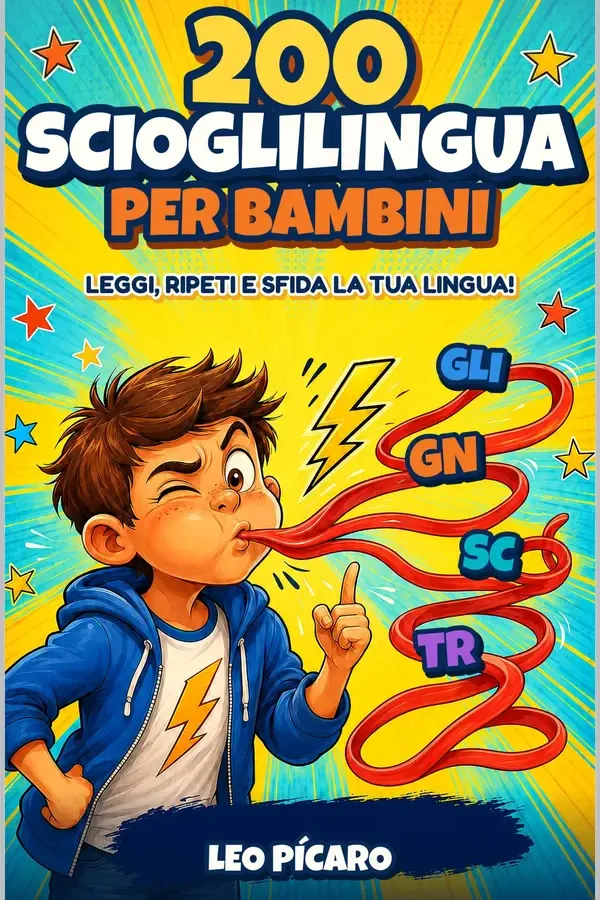 Copertina dell'ebook 200 Scioglilingua Divertenti per Bambini - Ideale come Regalo: Giochi di parole buffi, sfide comiche e risate in famiglia. Idea per allenare pronuncia, concentrazione, memoria e lettura di Leo Picaro