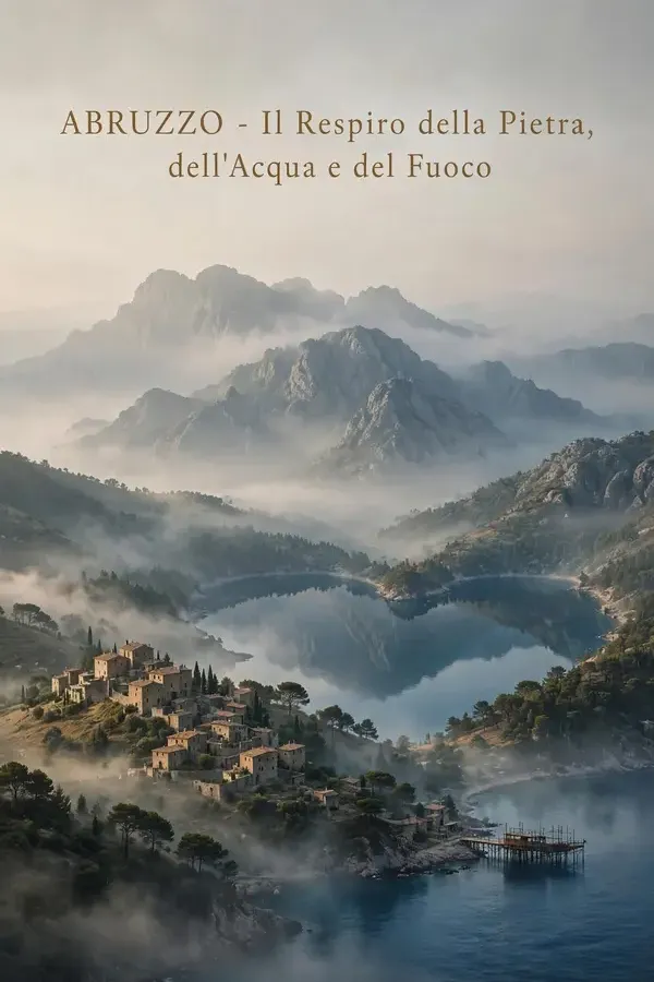 Copertina dell'ebook Abruzzo - Il Respiro della Pietra, dell'Acqua e del Fuoco: Viaggio sensoriale di 5 giorni tra borghi, montagne e trabocchi di Fabrizio Granata