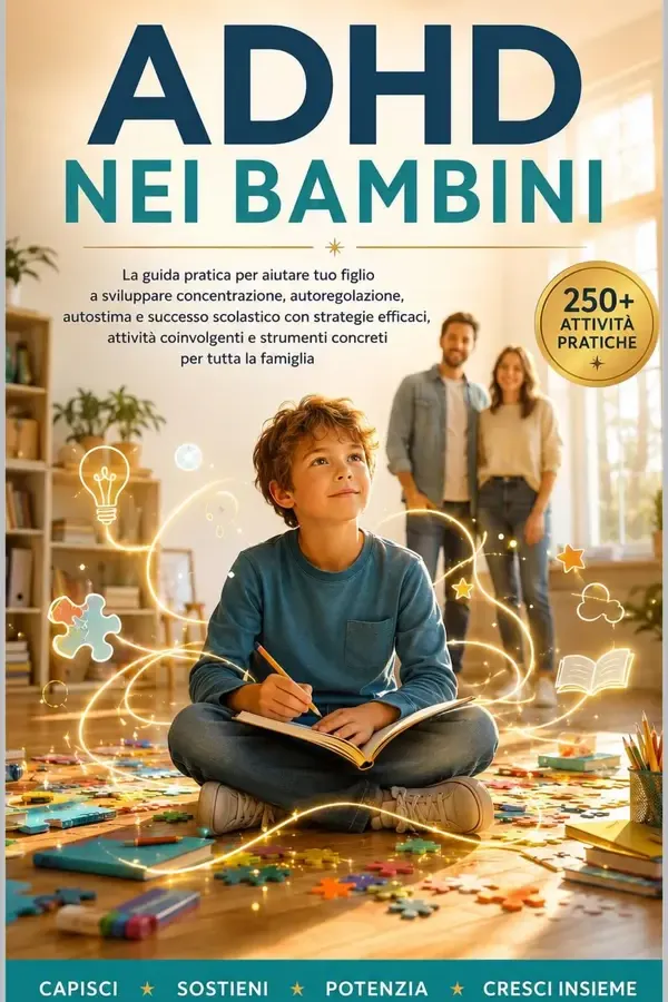 Copertina dell'ebook ADHD NEI BAMBINI: Guida pratica con strategie, routine e attività per bambini con ADHD: gestire capricci, compiti e scuola con calma e senza sensi di colpa. di Ilaria Interrante
