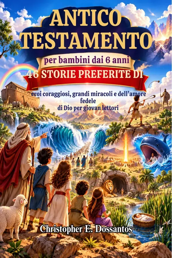 Copertina dell'ebook ANTICO TESTAMENTO per bambini dai 6 anni: 46 storie preferite di eroi coraggiosi, grandi miracoli e dell'amore fedele di Dio per giovani lettori di Christopher E. Dossantos