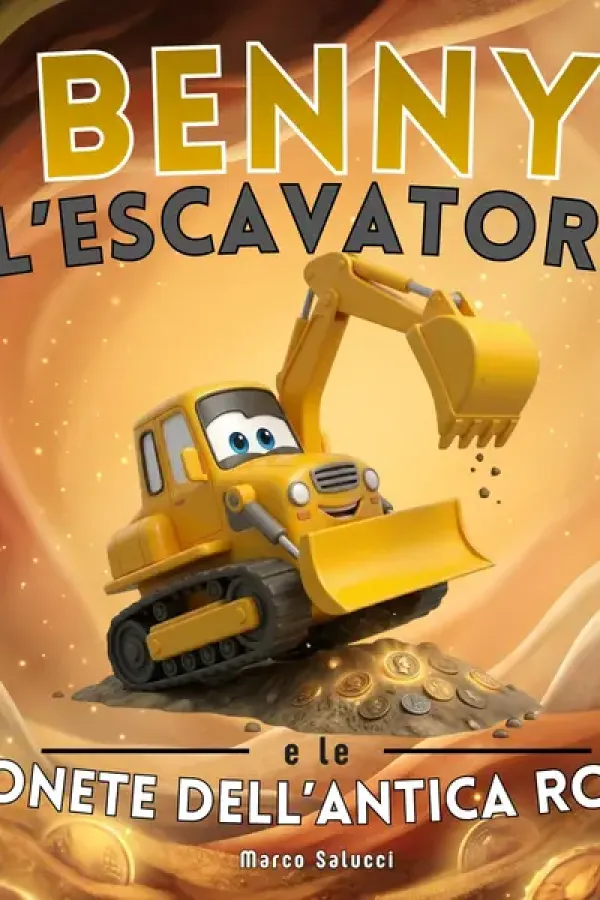 Copertina dell'ebook Benny l'escavatore e le monete dell'antica Roma: Le Avventure del Cantiere - Libro illustrato per bambini 2-5 anni di Marco Salucci