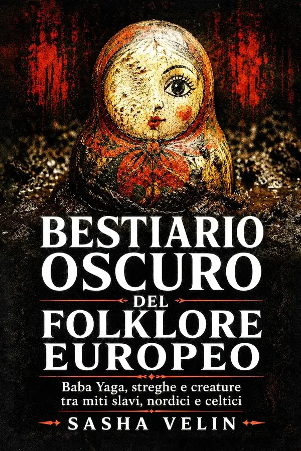 Copertina dell'ebook Bestiario oscuro del folklore europeo: Baba Yaga, streghe e creature tra miti slavi, nordici e celtici di Sasha Velin