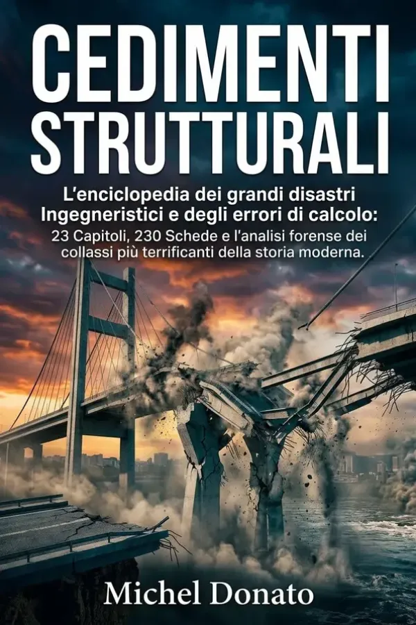 Copertina dell'ebook CEDIMENTI STRUTTURALI: L'enciclopedia dei grandi disastri Ingegneristici e degli errori di calcolo: 23 Capitoli, 230 Schede e l'analisi forense dei collassi più terrificanti della storia moderna di Michel Donato