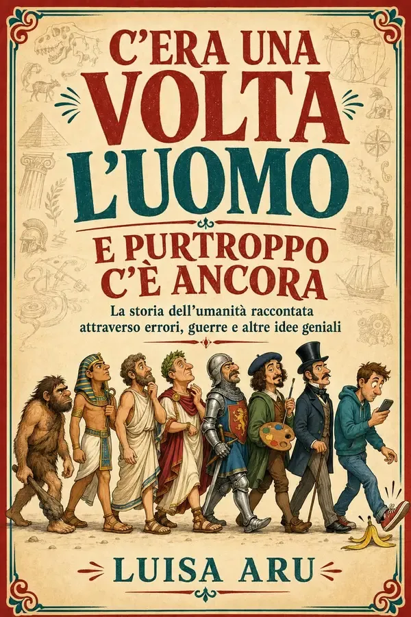 Copertina dell'ebook C'era una volta l'uomo e purtroppo c'é ancora: La storia dell'umanità raccontata attraverso errori, guerre e altre idee geniali (Lettori si cresce Vol. 6) di Luisa Aru