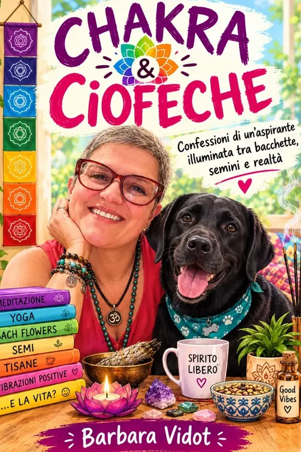 Copertina dell'ebook CHAKRA & CIOFECHE: Confessioni di un'aspirante illuminata tra bacchette, semini e realtà. Guida ironica al wellness over 50, diete detox e pace interiore (Vita, Caos & Altri Effetti Collaterali) di Barbara Vidot