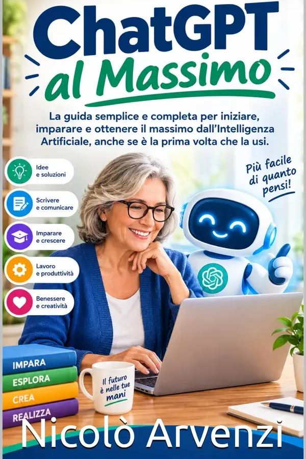 Copertina dell'ebook ChatGPT al Massimo: La guida semplice e completa per iniziare, imparare e ottenere il massimo dall'Intelligenza Artificiale, anche se è la prima volta che la usi (ChatGpt per principianti) di Nicolò Arvenzi