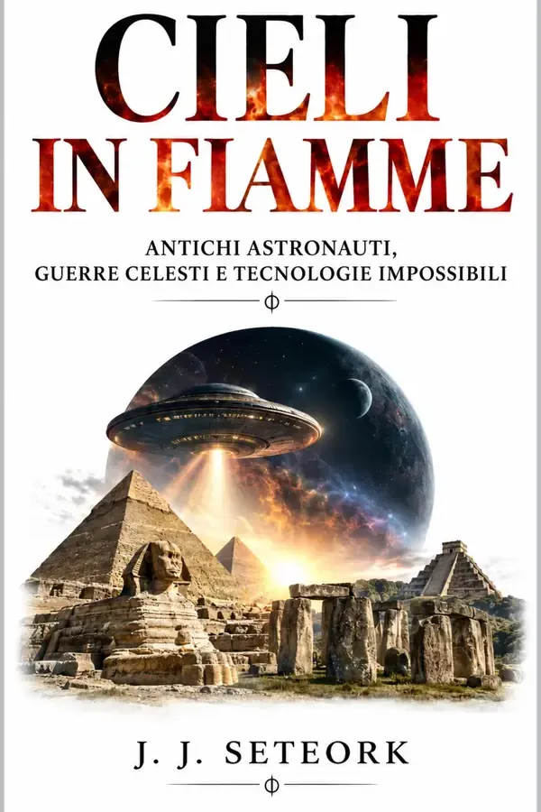 Copertina dell'ebook CIELI IN FIAMME: Antichi astronauti, guerre celesti e tecnologie impossibili di J. J. SETEORK