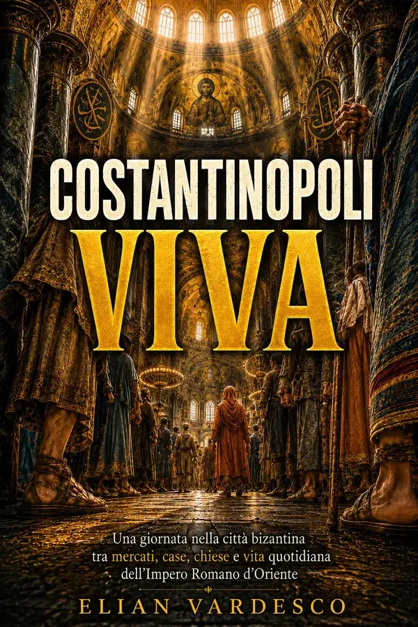 Copertina dell'ebook Costantinopoli viva: Una giornata nella città bizantina tra mercati, case, chiese e vita quotidiana dell'Impero Romano d'Oriente di Elian Vardesco