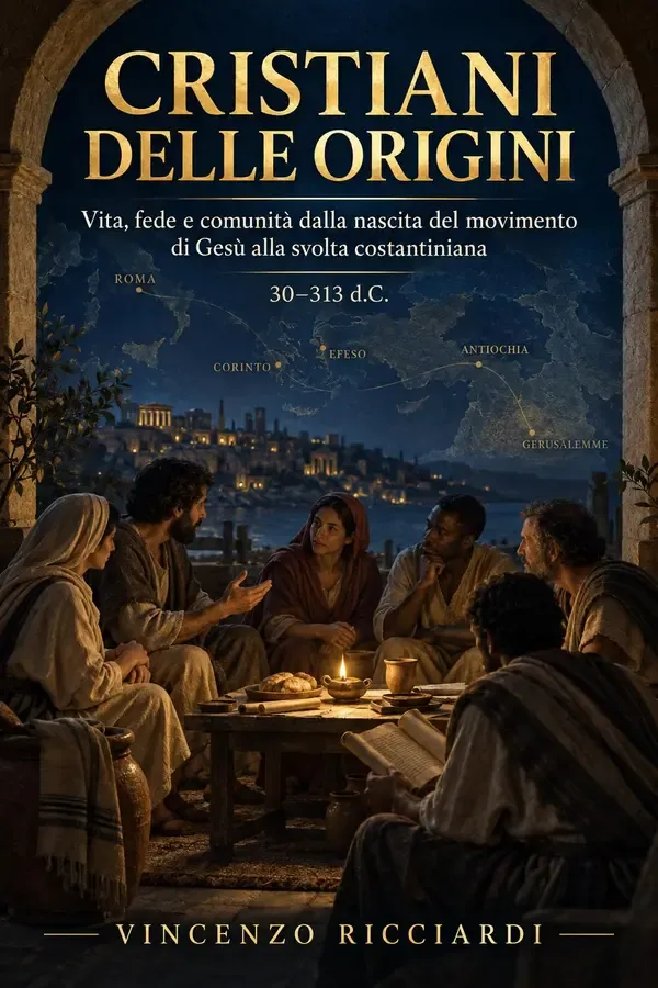 Copertina dell'ebook Cristiani delle origini: Vita, fede e comunità dalla nascita del movimento di Gesù alla svolta costantiniana (30-313 d.C.) di Vincenzo Ricciardi