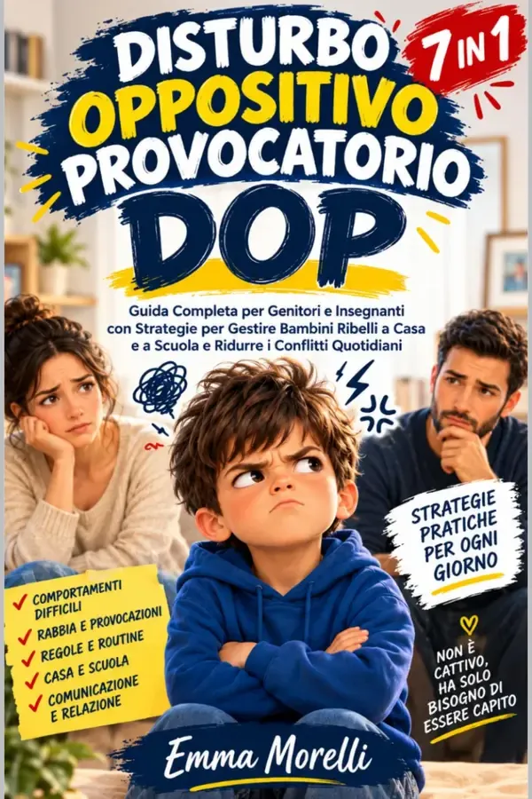 Copertina dell'ebook DISTURBO OPPOSITIVO PROVOCATORIO DOP: Guida pratica per genitori e insegnanti: strategie e attività per gestire bambini ribelli, arrabbiati e ridurre i conflitti e migliorare le relazioni la relazio di Emma Morelli