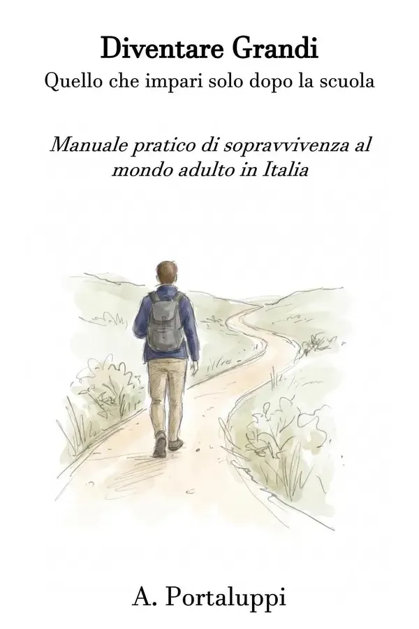 Copertina dell'ebook Diventare Grandi: quello che impari solo dopo la scuola: Manuale pratico di sopravvivenza al mondo adulto in Italia di Alessandro Portaluppi