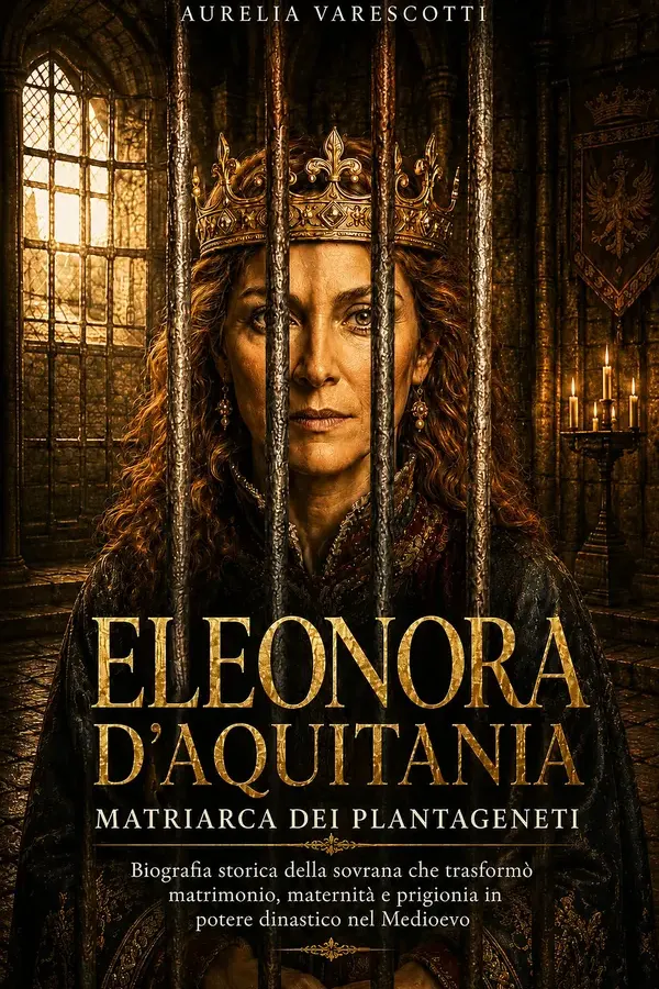 Copertina dell'ebook ELEONORA D'AQUITANIA, MATRIARCA DEI PLANTAGENETI: Biografia storica della sovrana che trasformò matrimonio, maternità e prigionia in potere dinastico nel Medioevo di Aurelia Varescotti