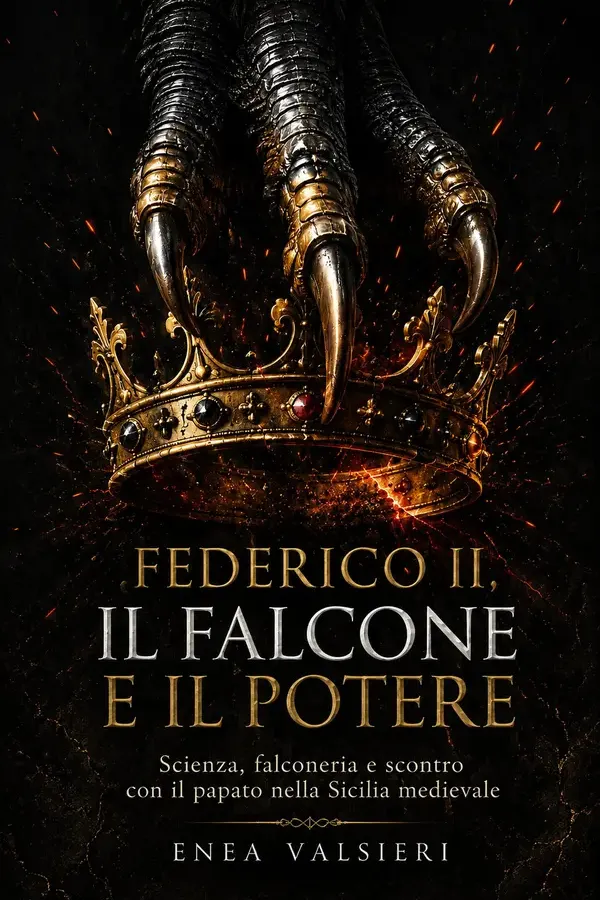 Copertina dell'ebook Federico II, il falcone e il potere: Scienza, falconeria e scontro con il papato nella Sicilia medievale di Enea Valsieri