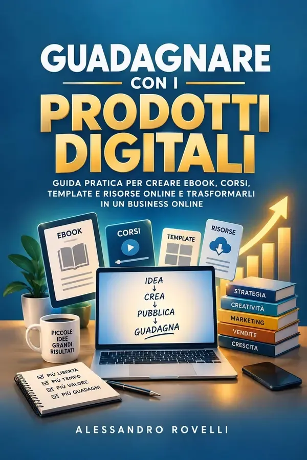 Copertina dell'ebook Guadagnare con i Prodotti Digitali: Guida pratica per creare ebook, corsi, template e risorse online e trasformarli in un business online di Alessandro Rovelli