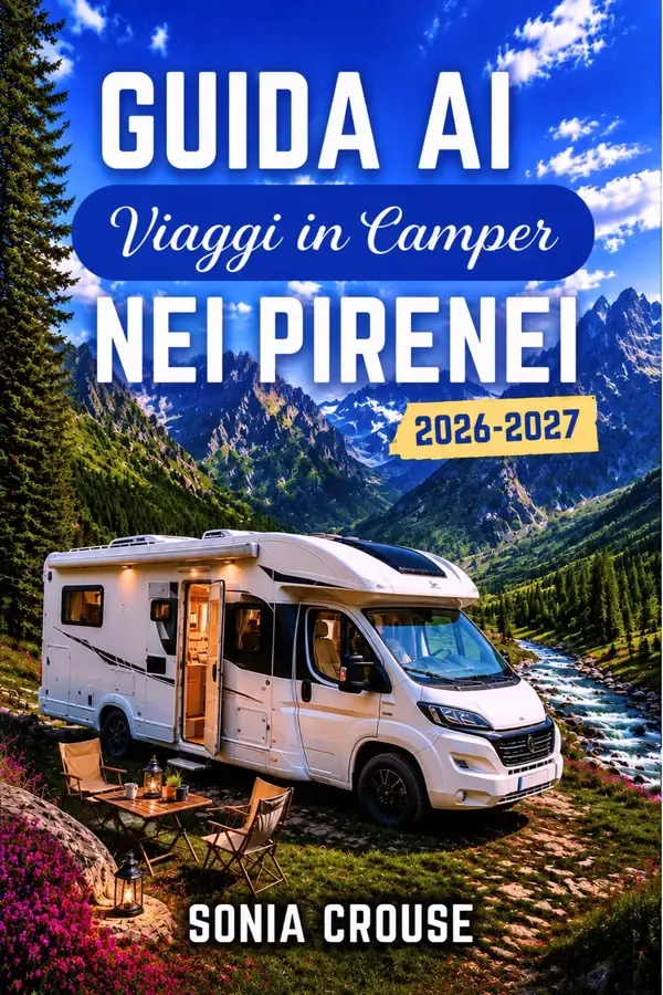Copertina dell'ebook GUIDA AI VIAGGI IN CAMPER NEI PIRENEI 2026-2027: Vivi viaggi panoramici su strada attraverso i passi di montagna e i parchi nazionali di Francia, Spagna e Andorra con campeggi GPS di Sonia Crouse