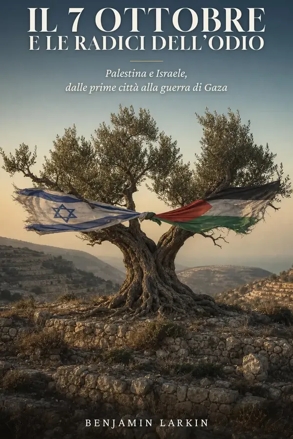 Copertina dell'ebook IL 7 OTTOBRE E LE RADICI DELL'ODIO: Palestina e Israele, dalle prime città alla guerra di Gaza di Benjamin Larkin