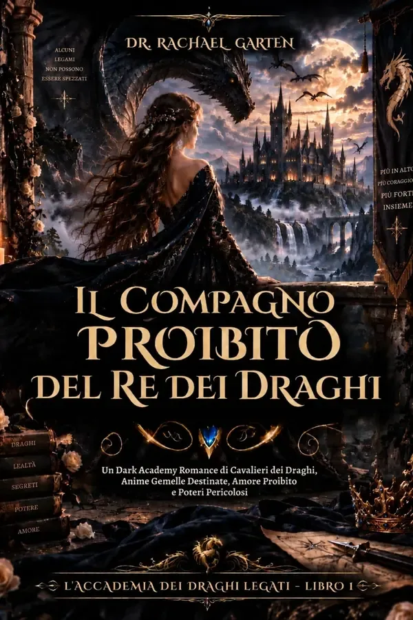 Copertina dell'ebook Il Compagno Proibito del Re dei Draghi: Un Dark Academy Romance di Cavalieri dei Draghi, Anime Gemelle Destinate, Amore Proibito e Poteri Pericolosi (L'ACCADEMIA DEI DRAGHI LEGATI Vol. 1) di Dr. Rachael Garten