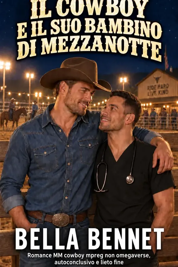 Copertina dell'ebook Il cowboy e il suo bambino di mezzanotte: Romance MM cowboy mpreg non omegaverse, autoconclusivo e lieto fine (Adesso Siamo in Tre) di Bella Bennet