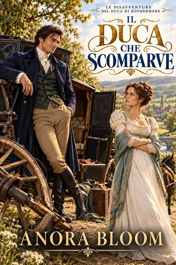 Copertina dell'ebook Il Duca Che Scomparve: Un brillante giallo Regency d'avventura con un duca riluttante, prove rubate e una storia d'amore slow burn (Le disavventure del duca di Rothermere Vol. 1) di Anora Bloom