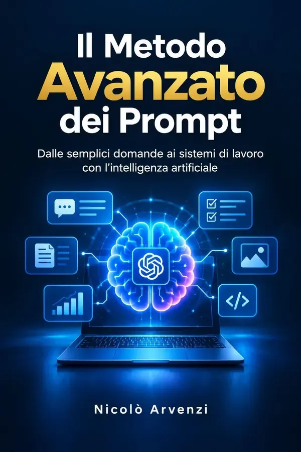 Copertina dell'ebook Il metodo avanzato dei Prompt: Dalle semplici domande ai sistemi di lavoro con l' intelligenza artificiale (ChatGPT livello ESPERTO/AVANZATO) di Nicolò Arvenzi