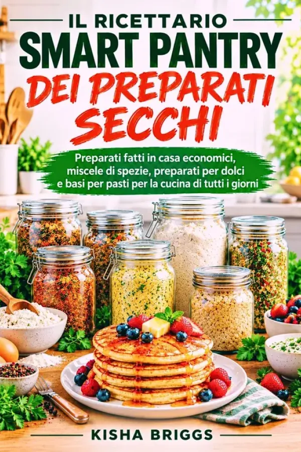 Copertina dell'ebook IL RICETTARIO SMART PANTRY DEI PREPARATI SECCHI: Preparati fatti in casa economici, miscele di spezie, preparati per dolci e basi per pasti per la cucina di tutti i giorni di KISHA BRIGGS
