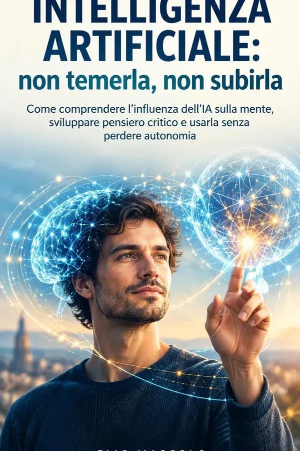 Copertina dell'ebook Intelligenza artificiale: non temerla, non subirla: Come comprendere l'influenza dell'IA sulla mente, sviluppare pensiero critico e usarla senza perdere autonomia di Elio Mascolo