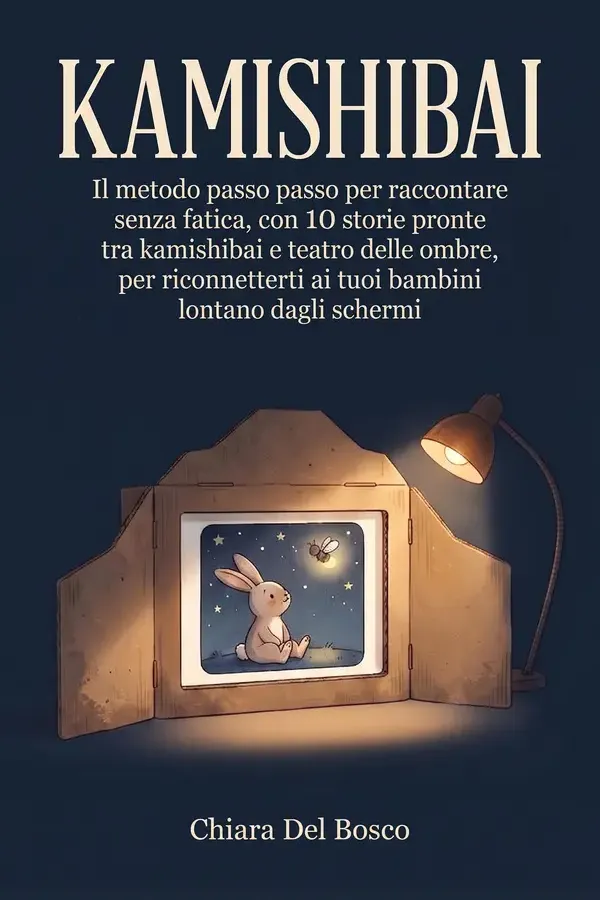 Copertina dell'ebook KAMISHIBAI: Il metodo passo passo per raccontare senza fatica, con 10 storie pronte tra teatrino giapponese e teatro delle ombre, per riconnetterti ai tuoi bambini lontano dagli schermi di Chiara Del Bosco