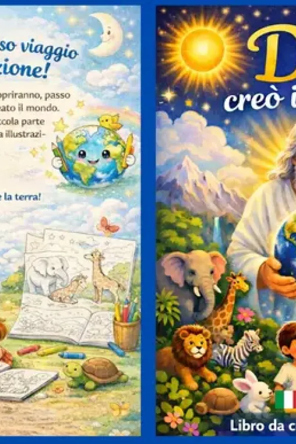 Copertina dell'ebook L'Arca di Noè: Storia illustrata con giochi e pagine da colorare per bambini (in italiano, spagnolo e inglese) di Liliana Mendo