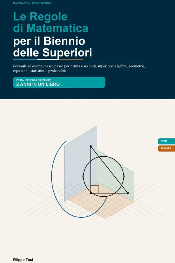 Copertina dell'ebook Le Regole di Matematica per il Biennio delle Superiori: Formule ed esempi passo passo per prima e seconda superiore: algebra, geometria, equazioni, statistica e probabilità di Filippo Tosi