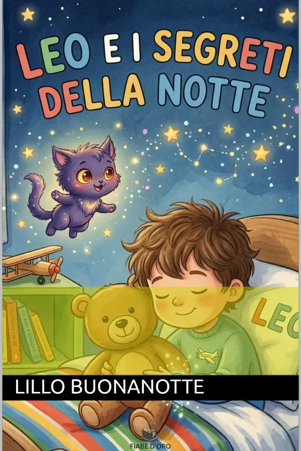 Copertina dell'ebook Leo e i segreti della notte: Un'avventura illustrata per superare la paura del buio e fare sogni d'oro (Età 3-5 anni). Storie della buonanotte. di Lillo Buonanotte