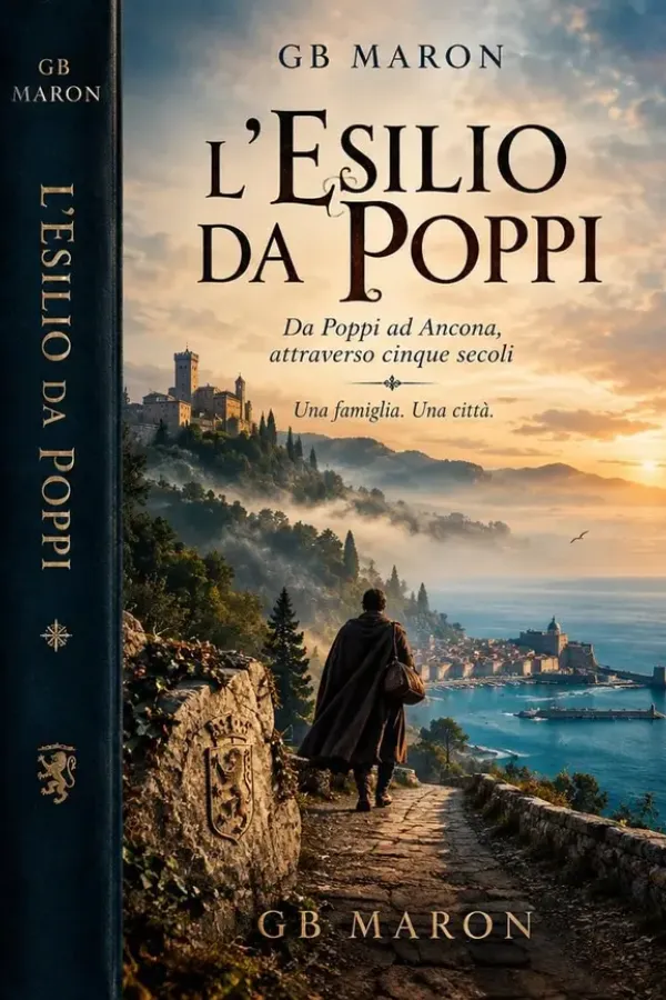 Copertina dell'ebook L'ESILIO DA POPPI: Da Poppi ad Ancona, attraverso cinque secoli Una famiglia. Una città. QUADRILOGIA OPERA OMNIA (VOLUMI I, II, III & IV) di GB Maron