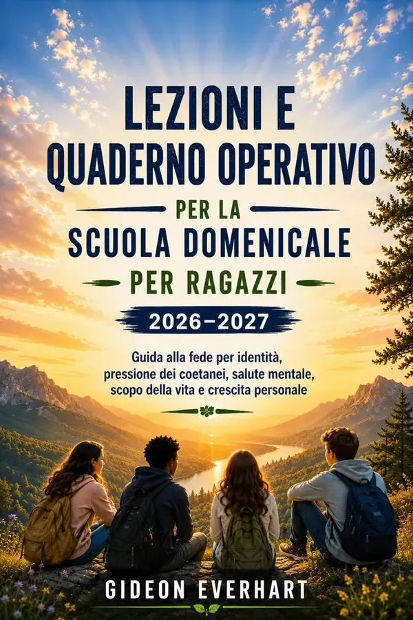 Copertina dell'ebook LEZIONI E QUADERNO OPERATIVO PER LA SCUOLA DOMENICALE PER RAGAZZI 2026-2027: Guida alla fede per identità, pressione dei coetanei, salute mentale, scopo della vita e crescita personale di Gideon Everhart