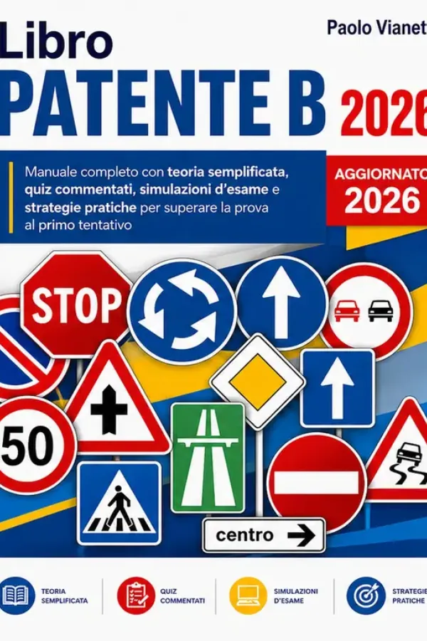 Copertina dell'ebook Libro Patente B: Manuale Completo con Teoria Semplificata, Quiz Commentati, Simulazioni D'esame e Strategie Pratiche per Superare la Prova al Primo Tentativo di Paolo Vianetti