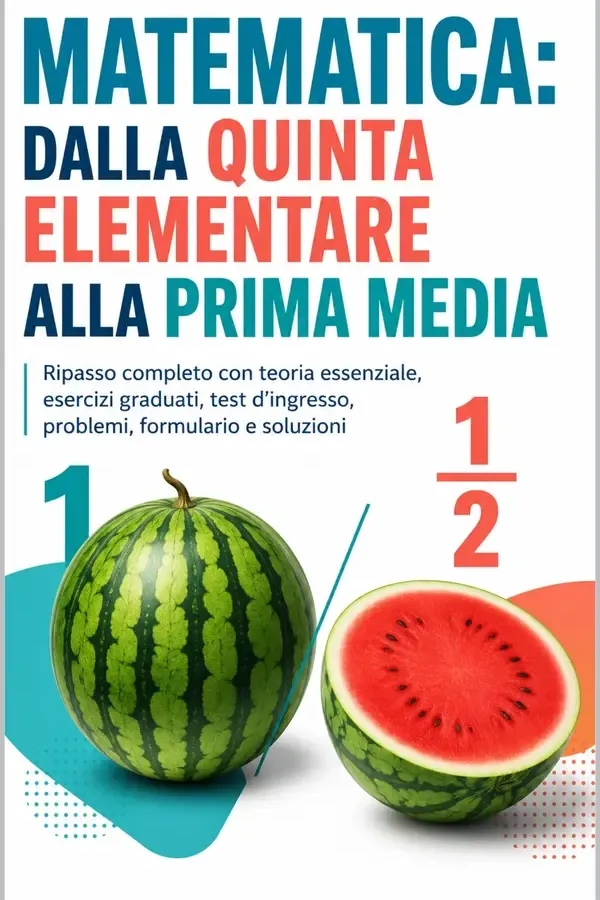 Copertina dell'ebook Matematica dalla quinta elementare alla prima media: Ripasso completo con teoria essenziale, esercizi graduati, test d'ingresso, problemi, formulario e soluzioni di Alberto Einaudi