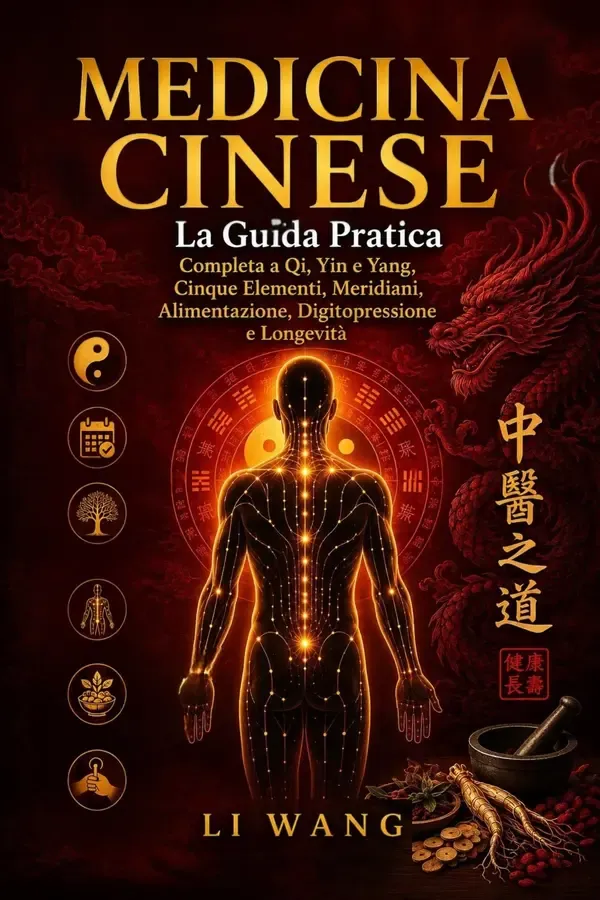 Copertina dell'ebook MEDICINA CINESE: La Guida Pratica Completa a Qi, Yin e Yang, Cinque Elementi, Meridiani, Alimentazione, Digitopressione e Longevità di Li Wang