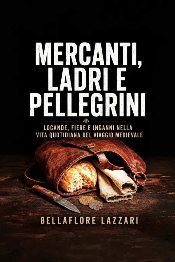 Copertina dell'ebook Mercanti, ladri e pellegrini: Locande, fiere e inganni nella vita quotidiana del viaggio medievale (Cronache del Medioevo. Storie di Vita, Potere e Mistero) di Bellaflore Lazzari