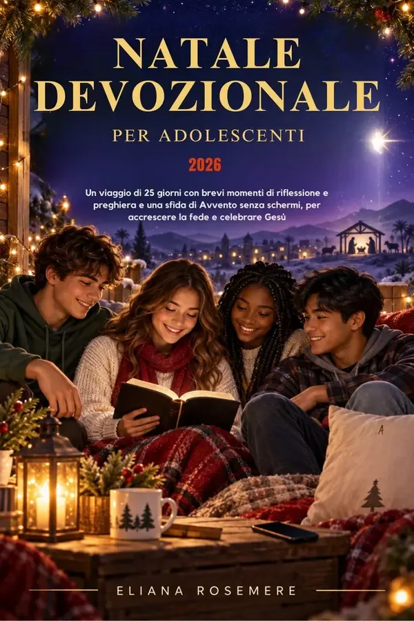 Copertina dell'ebook NATALE DEVOZIONALE PER ADOLESCENTI 2026: Un viaggio di 25 giorni con brevi momenti di riflessione e preghiera e una sfida di Avvento senza schermi, per accrescere la fede e celebrare Gesù di Eliana Rosemere