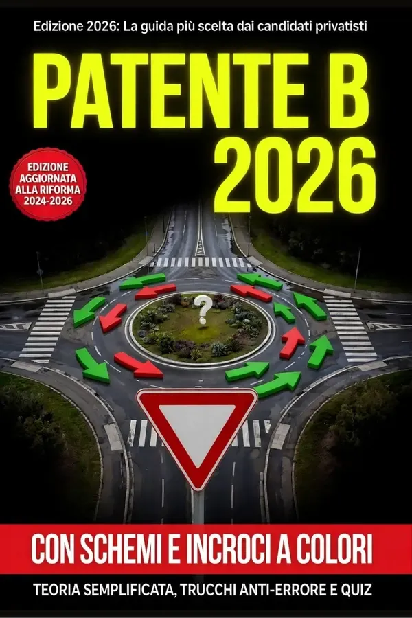 Copertina dell'ebook Patente B 2026: Manuale Teorico-Pratico con Schemi e Incroci a Colori | Quiz Aggiornati e Strategie Anti-Errore per Superare l'Esame al Primo Tentativo di Marco Freccia