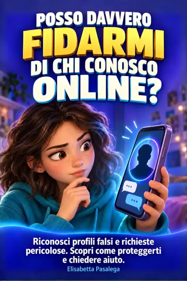 Copertina dell'ebook Posso davvero fidarmi di chi conosco online: Scopri come riconoscere profili falsi, bugie e richieste pericolose, proteggerti da chi finge di essere qualcun ... chiedere aiuto. (MISSIONE DIGITALE Vol. 9) di Elisabetta Pasalega