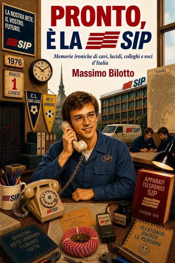 Copertina dell'ebook PRONTO, È LA SIP: Memorie ironiche di cavi, lucidi, colleghi e voci d'Italia di MASSIMO BILOTTO