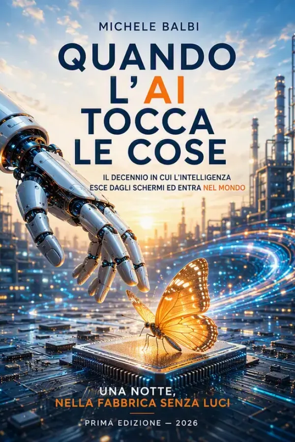 Copertina dell'ebook Quando l'AI tocca le cose: Il decennio in cui l'intelligenza esce dagli schermi ed entra nel mondo (MAPPE DEL POTERE - Tecnologia, strategia e il mondo che viene Vol. 3) di Michele Balbi