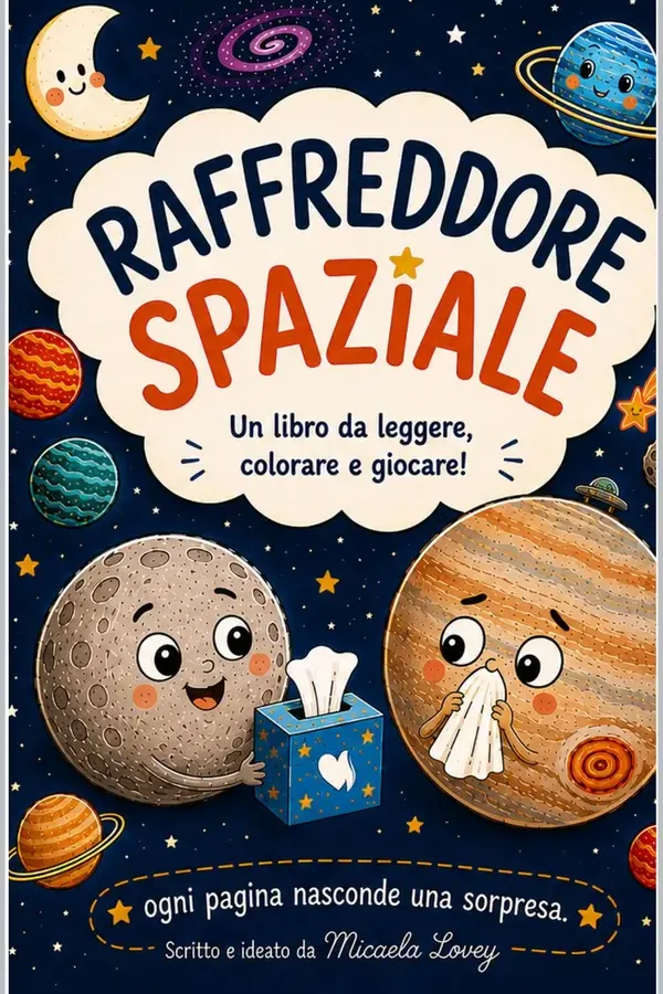 Copertina dell'ebook RAFFREDDORE SPAZIALE : Un libro da leggere, colorare e giocare di Micaela Lovey