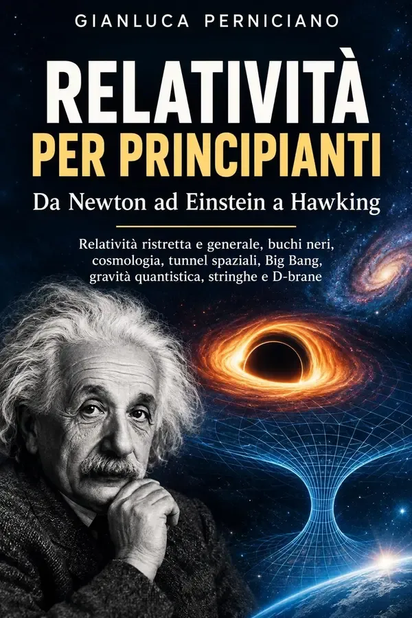 Copertina dell'ebook RELATIVITA' PER PRINCIPIANTI: Da Newton ad Einstein a Hawking : Relatività ristretta e generale, buchi neri, cosmologia, tunnel spaziali, big bang, gravità quantistica, stringhe e d-brane di Gianluca Perniciano