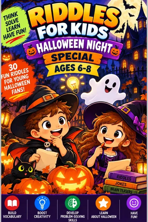 Copertina dell'ebook Riddles: Halloween (Ages 6-8).: 30 Fun Rhyming Riddles for Kids Ages 6-8 | A Halloween Guessing Game Activity Book di ElevenEffectPub
