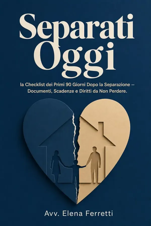 Copertina dell'ebook Separati Oggi: La Checklist dei Primi 90 Giorni Dopo la Separazione - Documenti, Scadenze, e Diritti da non Perdere di Elena Ferretti