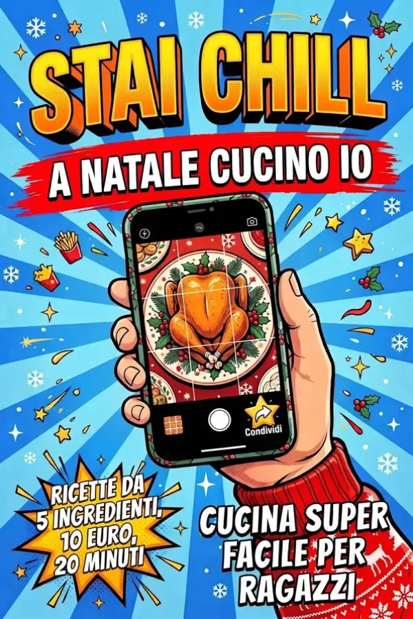 Copertina dell'ebook STAI CHILL, A NATALE CUCINO IO: Cucina super facile per ragazzi. Ricette a colori da 5 ingredienti, 10 euro, 20 minuti per imparare a cucinare da soli. di Matteo Ricci