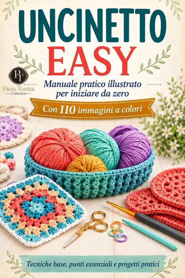 Copertina dell'ebook Uncinetto Easy: Manuale pratico illustrato per iniziare da zero - Tecniche base, punti essenziali, progetti pratici e 110 immagini a colori (Paolo Tontini Collection - Manuali) di Paolo Tontini