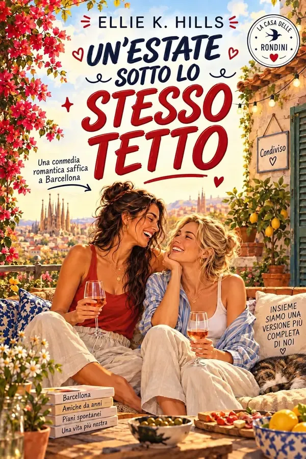 Copertina dell'ebook Un'estate sotto lo stesso tetto: Una romcom saffica friends-to-lovers a Barcellona (LA CASA DELLE RONDINI Vol. 6) di Ellie K. Hills