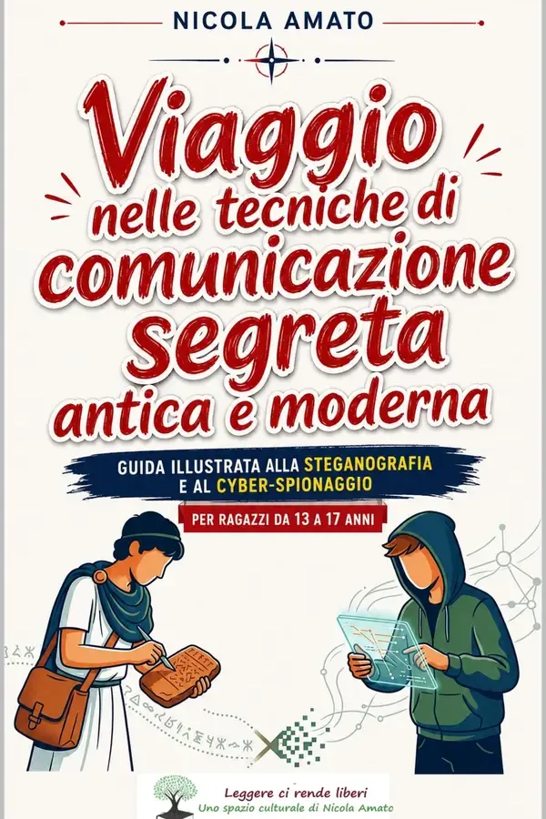 Copertina dell'ebook Viaggio nelle tecniche di comunicazione segreta antica e moderna: Guida illustrata alla steganografia e al cyber-spionaggio per ragazzi da 13 a 17 anni di Nicola Amato
